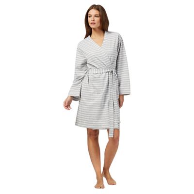 Grey striped dressing gown